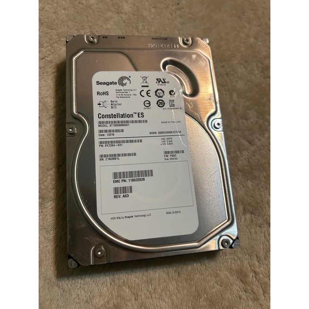 Seagate Constellation ES 1TB SAS 3.5 Internal Hard Drive ST1000NM0001 9YZ264-031